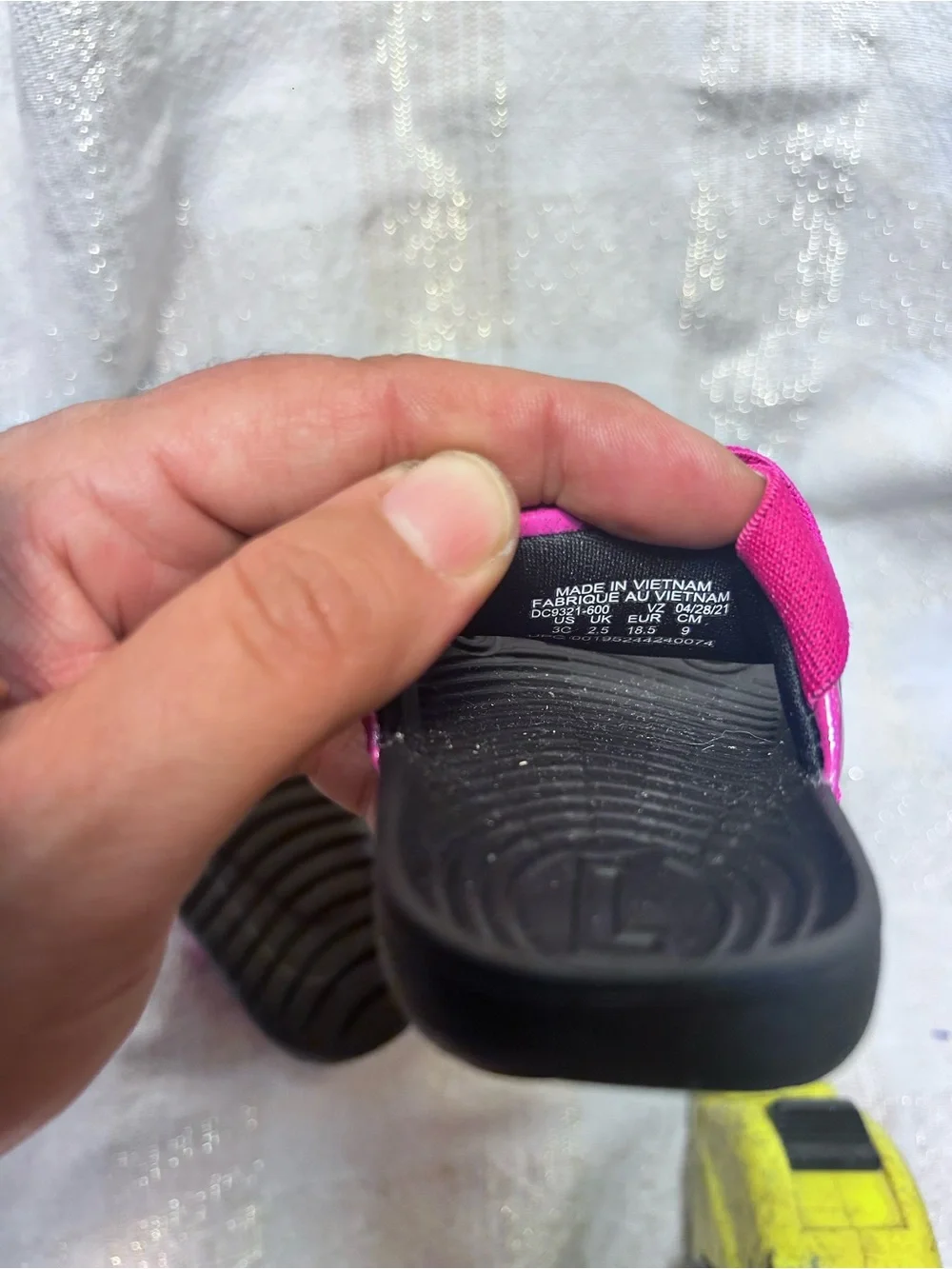 Nike Kids Pink and Black Slide Sandals